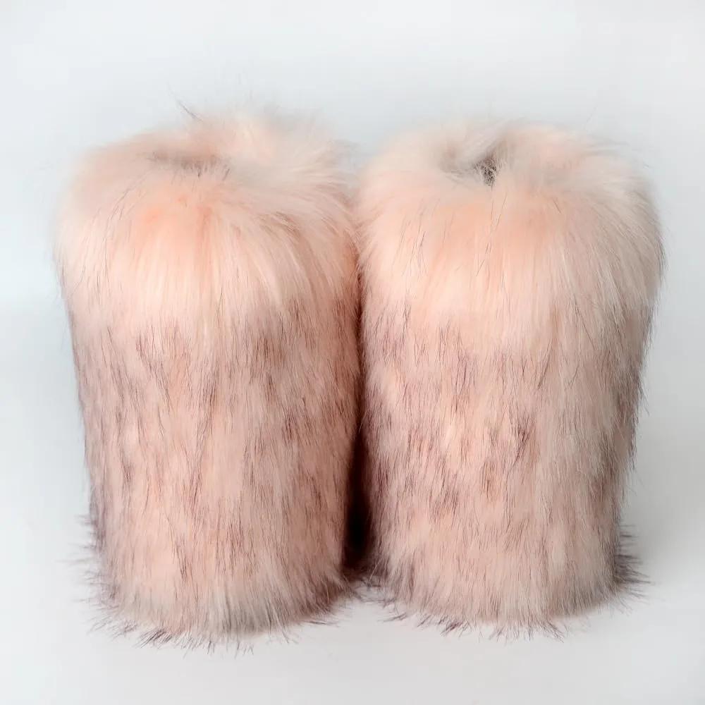 yamerbo Faux Fur Boots for Women, Fuzzy Flurry Furry Leg Warm Boots, Winter Mid-Calf Snow Shoes