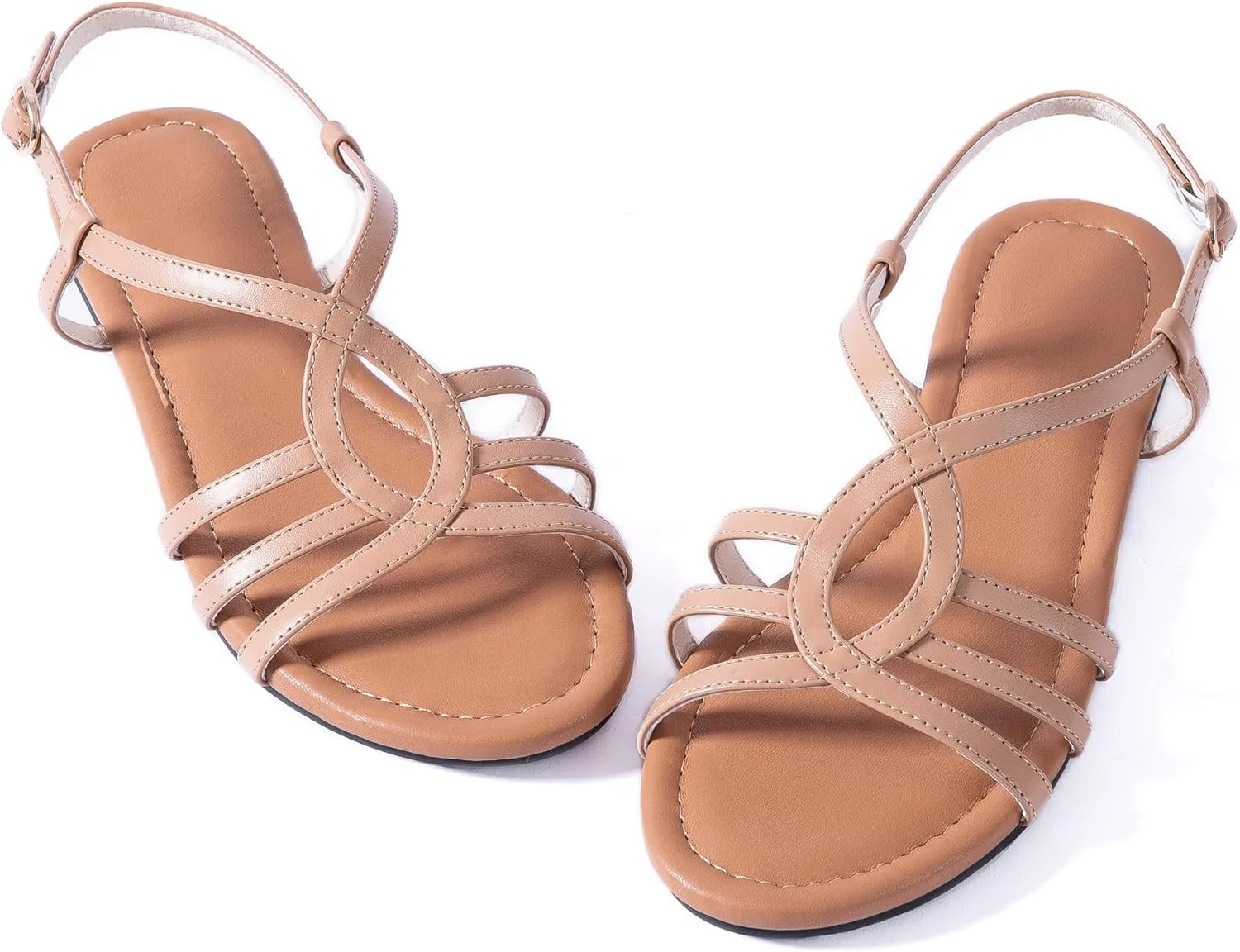 YANWENFANG Women's Flat Sandals Strappy Gladiator Sandals with Adjustable Ankle Strap,Teardrop Boho Beach Sandals for Summer Vacation, Festival, Casual Comfort