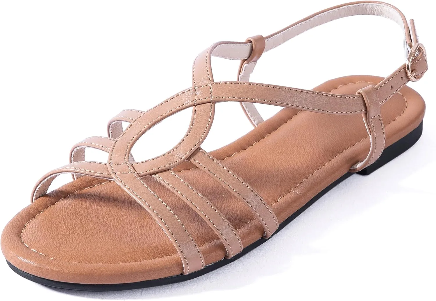 YANWENFANG Women's Flat Sandals Strappy Gladiator Sandals with Adjustable Ankle Strap,Teardrop Boho Beach Sandals for Summer Vacation, Festival, Casual Comfort