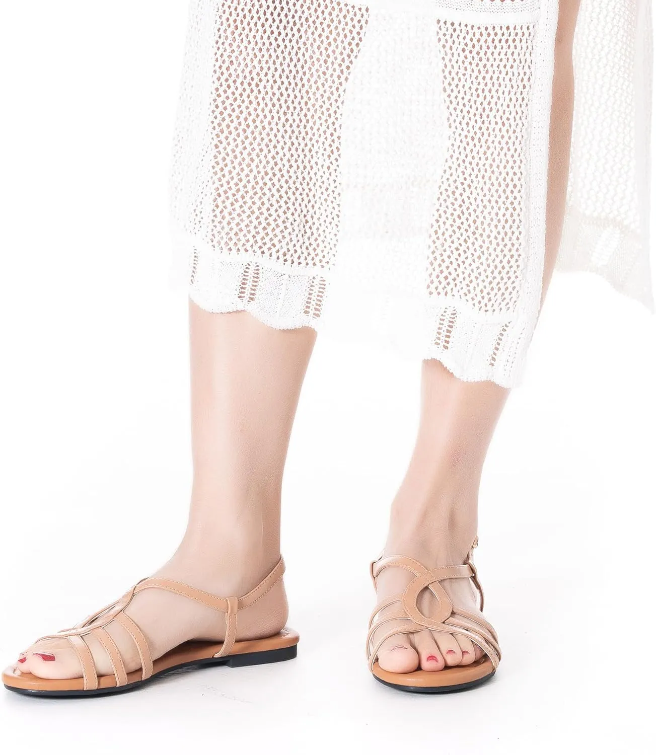 YANWENFANG Women's Flat Sandals Strappy Gladiator Sandals with Adjustable Ankle Strap,Teardrop Boho Beach Sandals for Summer Vacation, Festival, Casual Comfort