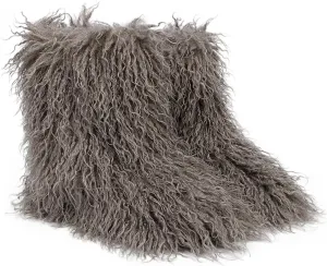 YESBOR Women's Curly Faux Fur Snow Boots Fluffy Fuzzy Furry Winter Outdoor Flat Booties