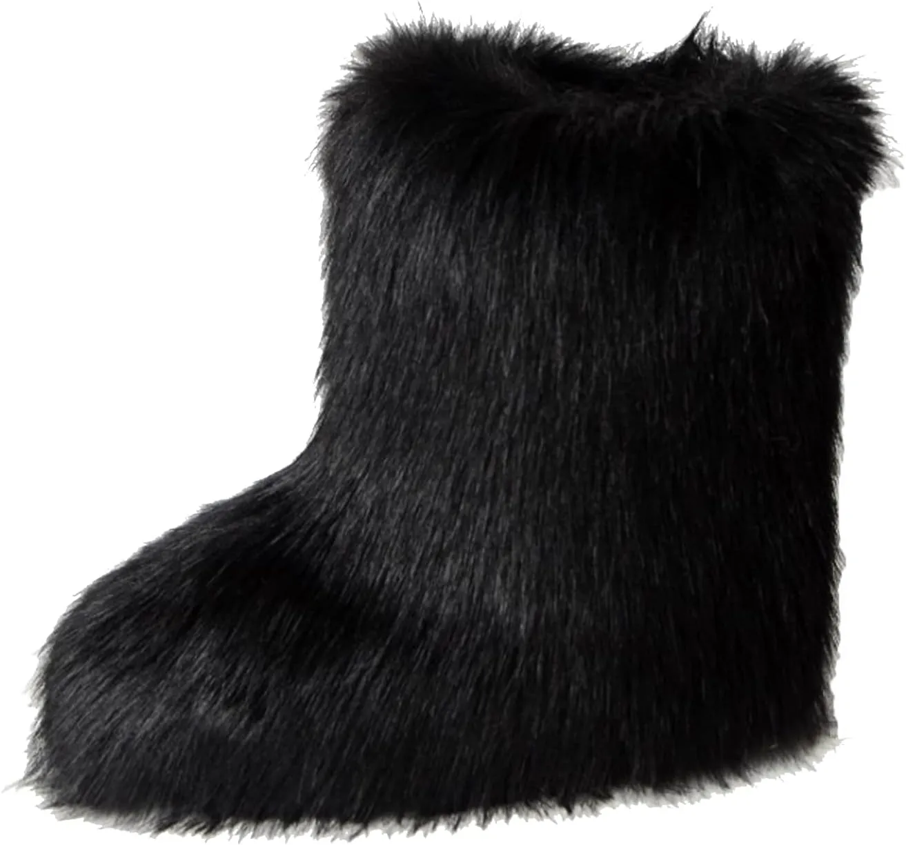 YESBOR Women's Faux Fur Boots Fluffy Mid-Calf Fuzzy Winter Snow Boots Outdoor Flat Shoes