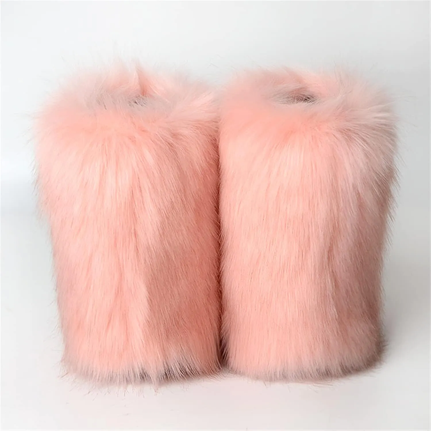 YESBOR Women's Faux Fur Boots Fluffy Mid-Calf Fuzzy Winter Snow Boots Outdoor Flat Shoes
