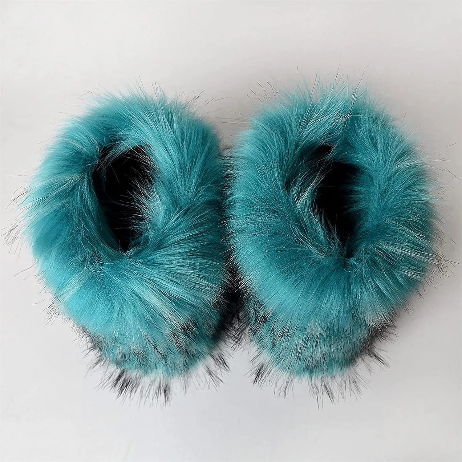 YESBOR Women's Winter Faux Fur Boots Round Toe Warm Fuzzy Fluffy Furry Snow Boots Flat Shoes