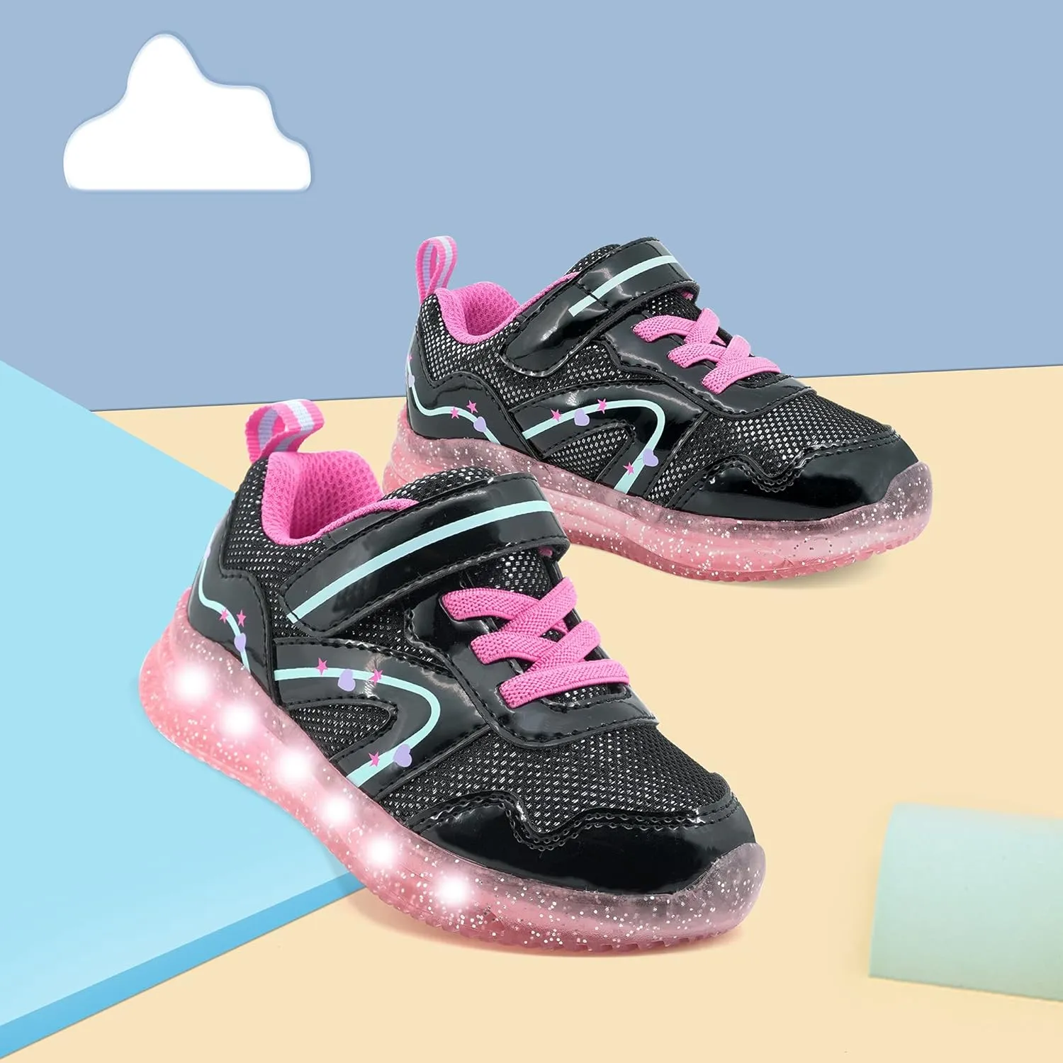 YESKIS Toddler Boys Girls Light Up Shoes LED Flashing Lightweight Mesh Breathable Adorable Running Sneakers for Toddler and Little Kid