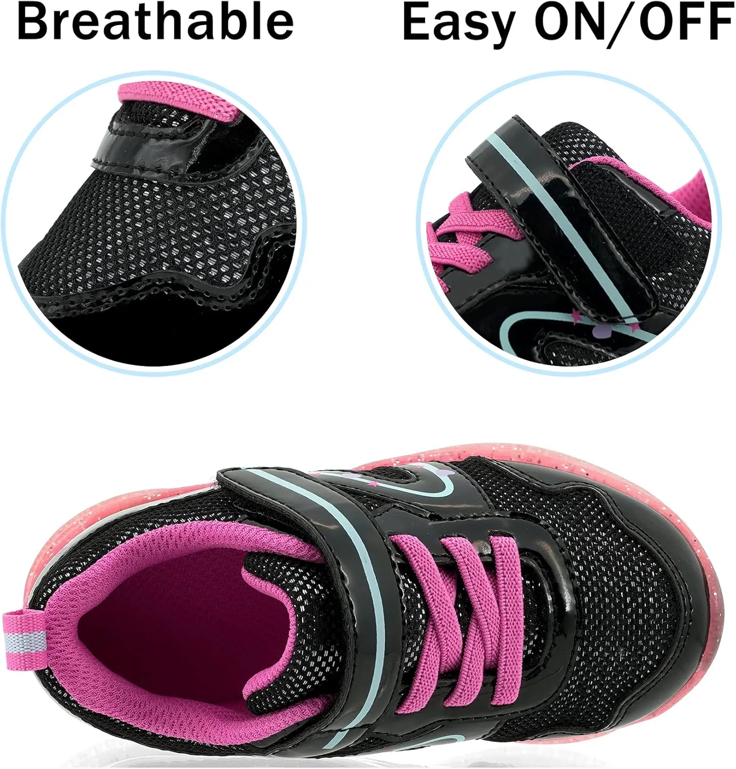 YESKIS Toddler Boys Girls Light Up Shoes LED Flashing Lightweight Mesh Breathable Adorable Running Sneakers for Toddler and Little Kid
