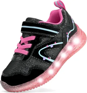 YESKIS Toddler Boys Girls Light Up Shoes LED Flashing Lightweight Mesh Breathable Adorable Running Sneakers for Toddler and Little Kid