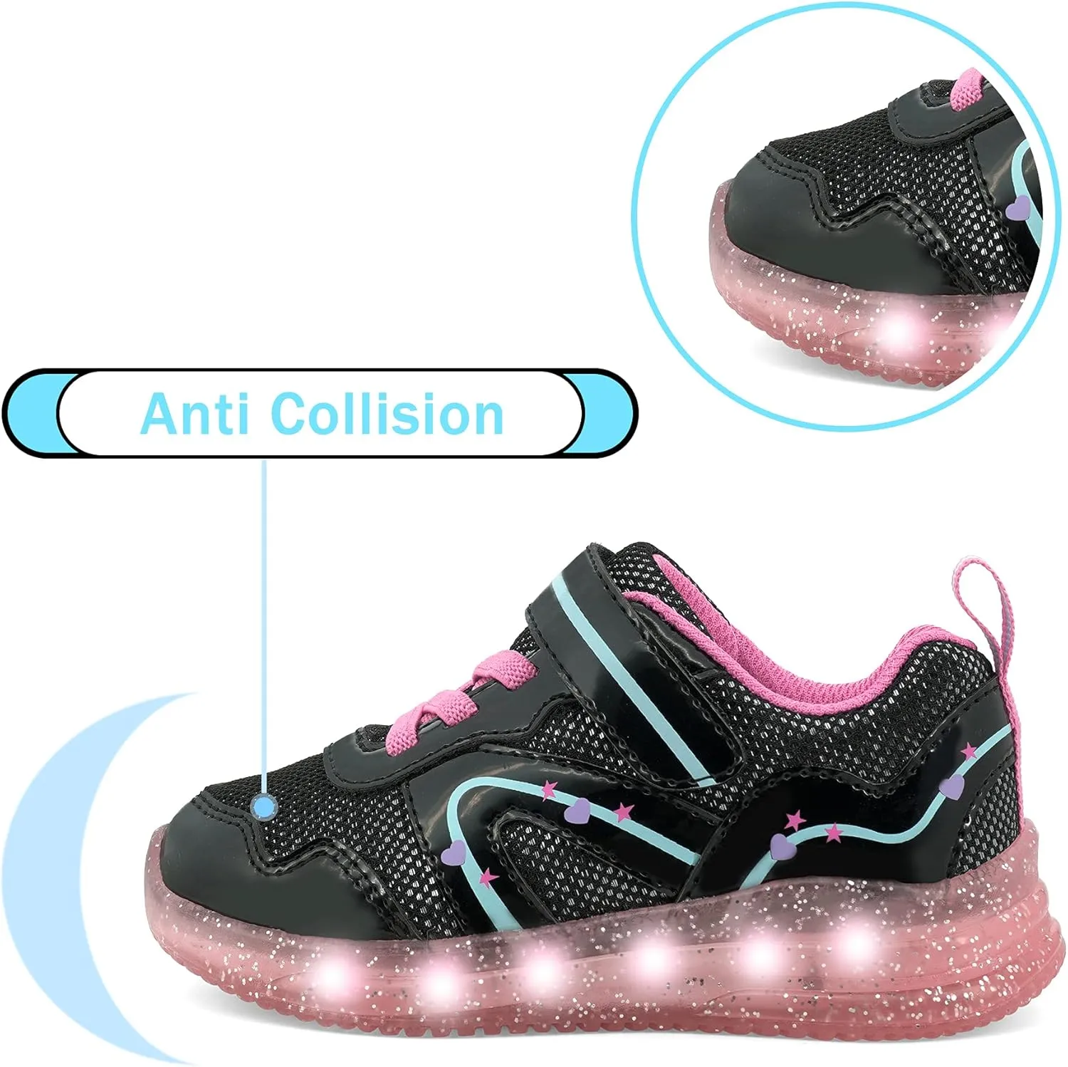 YESKIS Toddler Boys Girls Light Up Shoes LED Flashing Lightweight Mesh Breathable Adorable Running Sneakers for Toddler and Little Kid