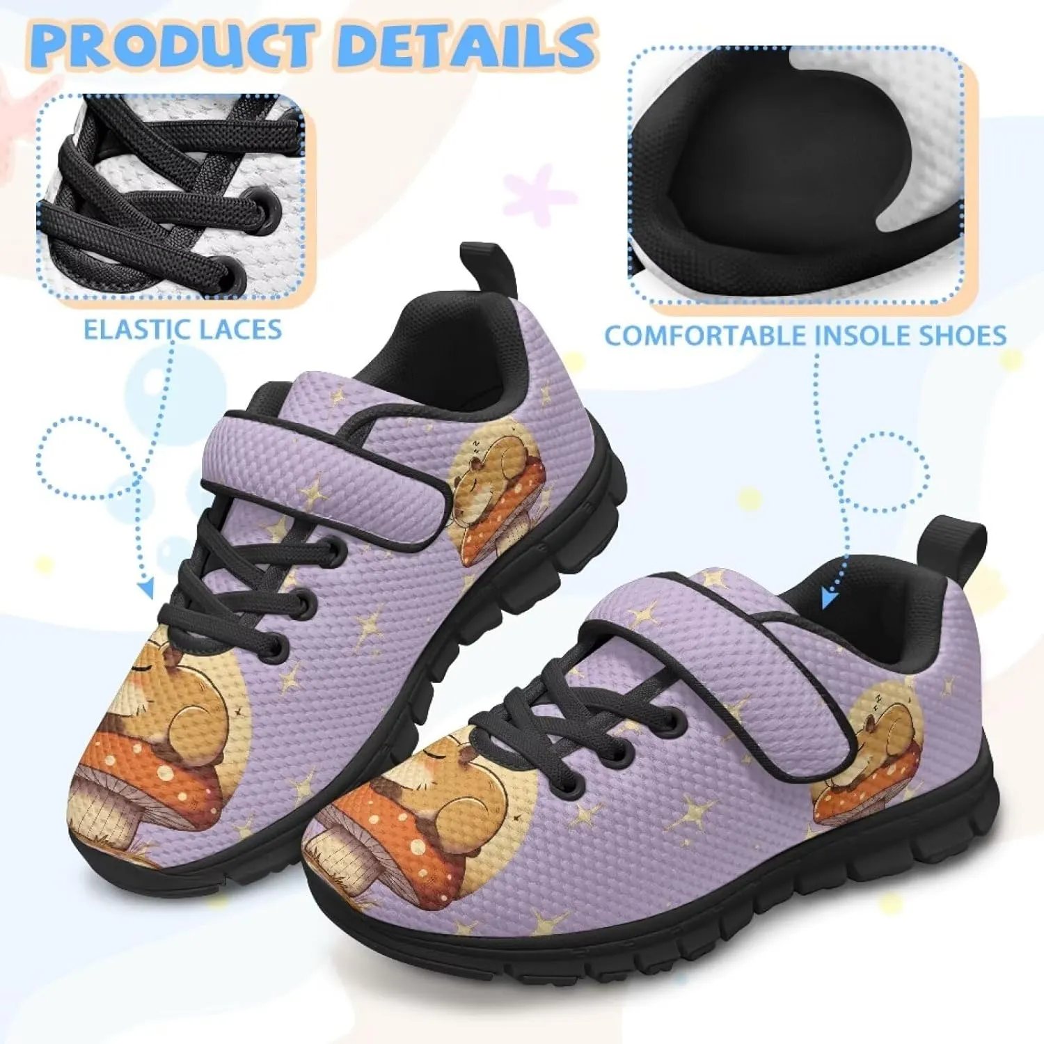 YEXIATODO Boys Girls Sneakers Kids No Tie Shoelaces Shoes Comfort Anti-Slip Walking Shoes for Indoor Outdoor Size 1-13