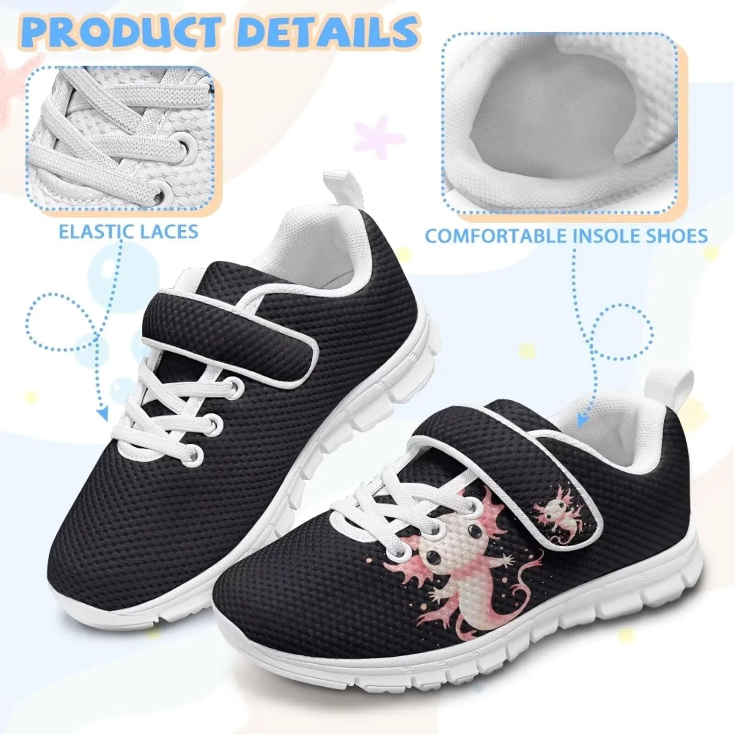 YEXIATODO Slip On Shoes Girls Boys Wide Shoes Kids Shoes No Tie Shoelaces Running Sneakers Tennis Shoes 11-2.5
