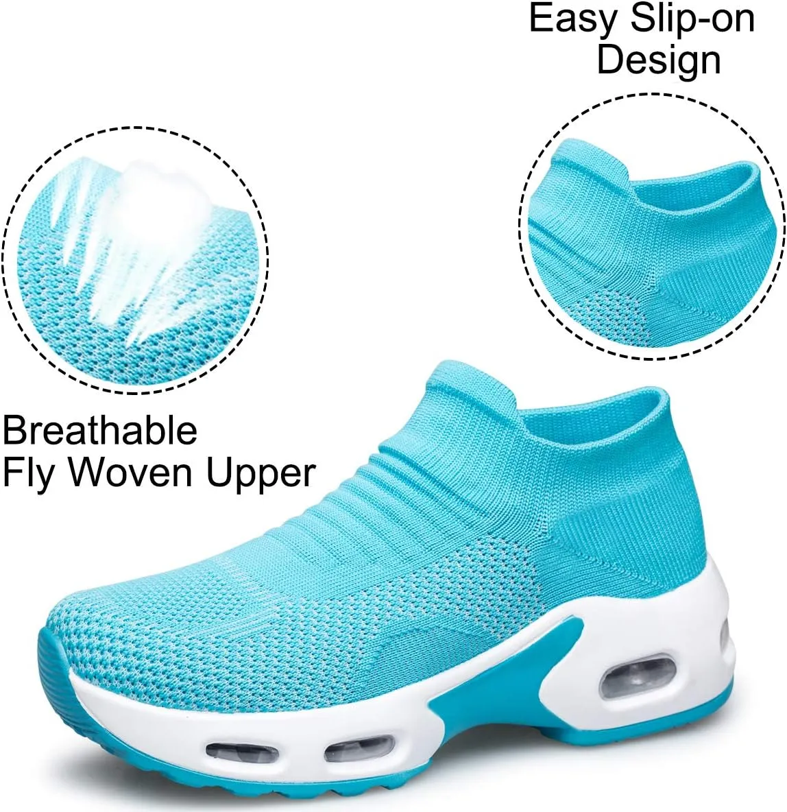 YHOON Women's Walking Shoes Slip-on - Sock Sneakers Ladies Nursing Work Air Cushion Mesh Casual Running Jogging Shoes