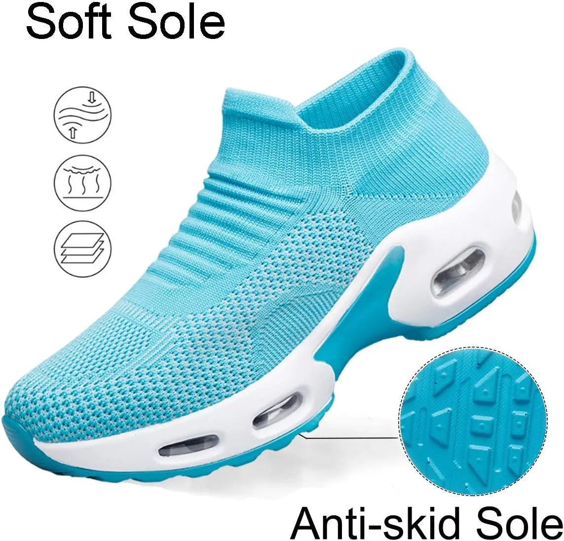 YHOON Women's Walking Shoes Slip-on - Sock Sneakers Ladies Nursing Work Air Cushion Mesh Casual Running Jogging Shoes