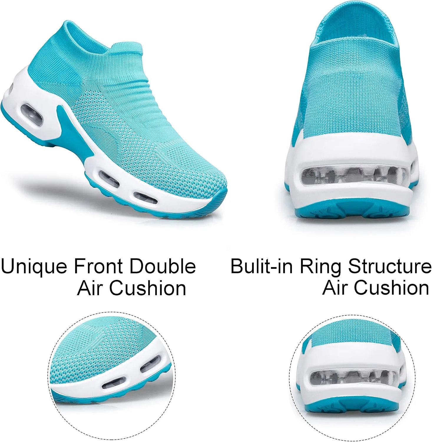 YHOON Women's Walking Shoes Slip-on - Sock Sneakers Ladies Nursing Work Air Cushion Mesh Casual Running Jogging Shoes