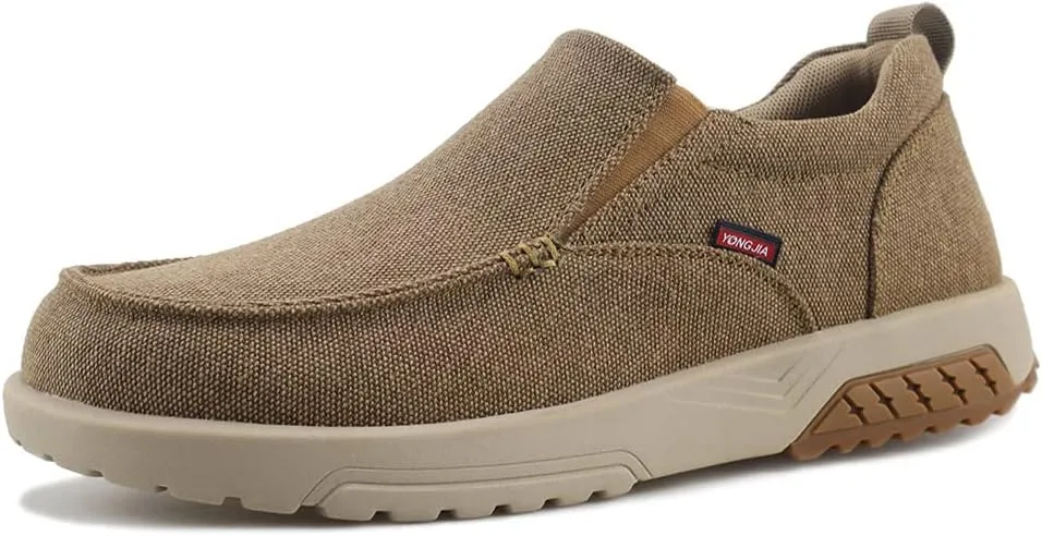 YONGJIA Men's Slip On Loafers with Arch Support Extra Cushioning and Pain Relief Orthopedic Casual Non Slip Walking Boat Shoes with Rubber Sole