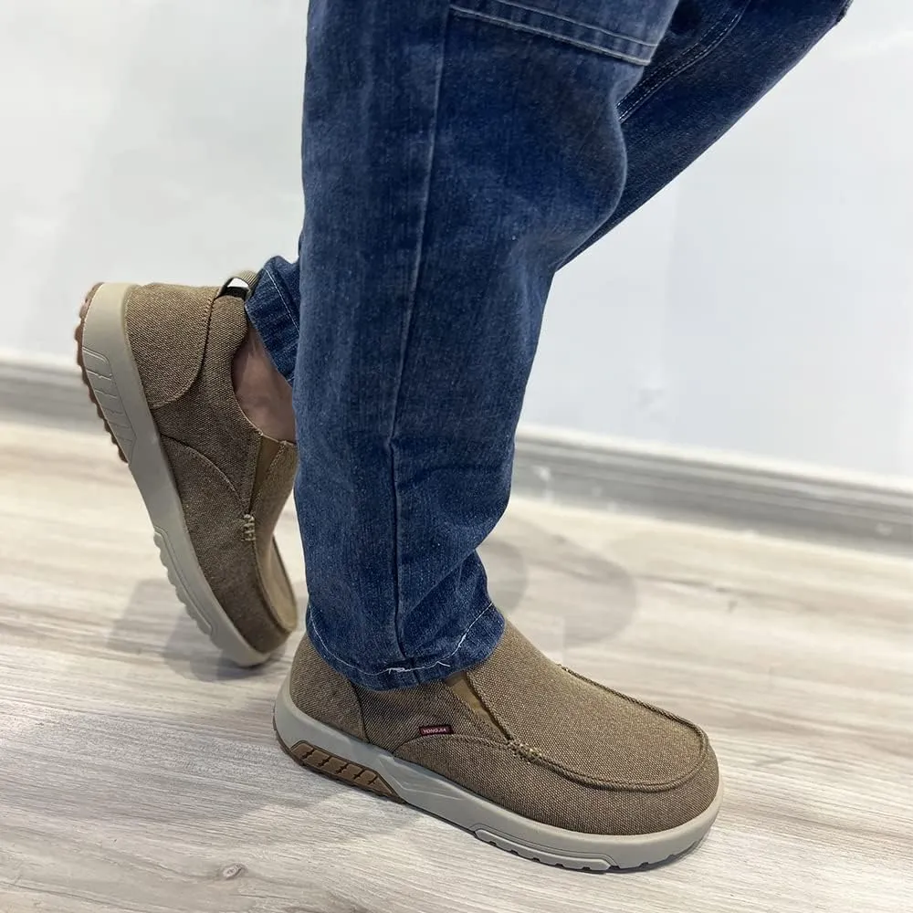 YONGJIA Men's Slip On Loafers with Arch Support Extra Cushioning and Pain Relief Orthopedic Casual Non Slip Walking Boat Shoes with Rubber Sole