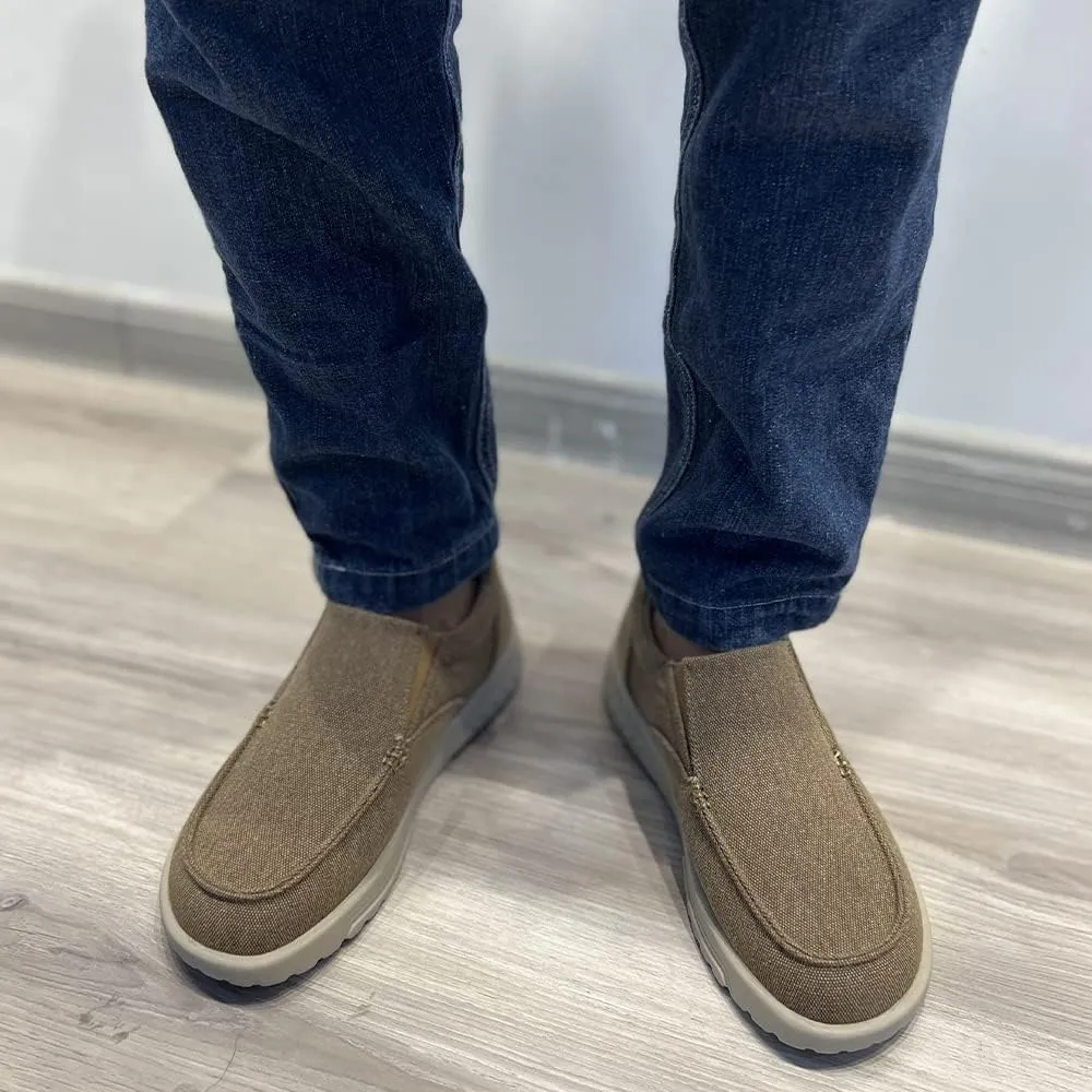 YONGJIA Men's Slip On Loafers with Arch Support Extra Cushioning and Pain Relief Orthopedic Casual Non Slip Walking Boat Shoes with Rubber Sole