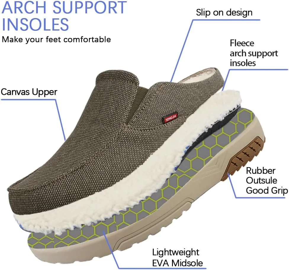 YONGJIA Men's Slip On Loafers with Arch Support Plantar Fasciitis Foot and Heel Pain Relief Orthopedic Casual Slippers Diabetic Bunions Boat Shoes