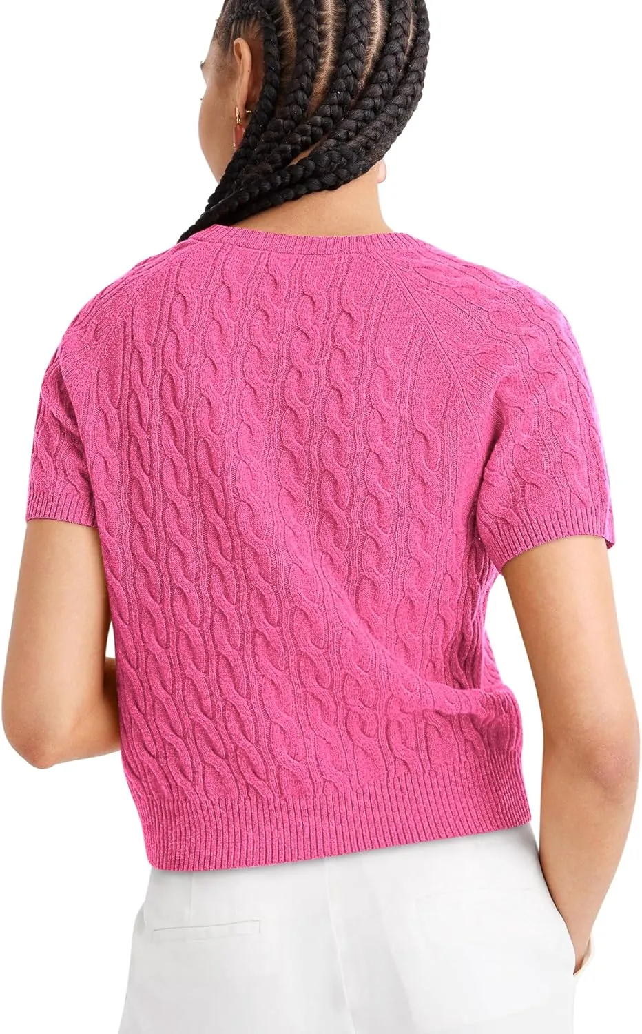 Yousify Short Sleeve Sweaters for Women Trendy 2024 Summer Spring Tops Crewneck Button Up Blouses S-2XL