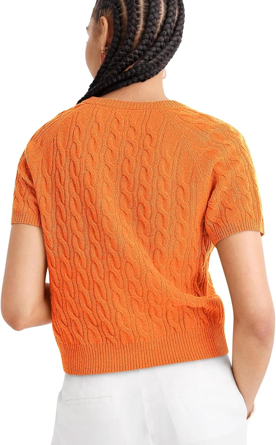 Yousify Short Sleeve Sweaters for Women Trendy 2024 Summer Spring Tops Crewneck Button Up Blouses S-2XL