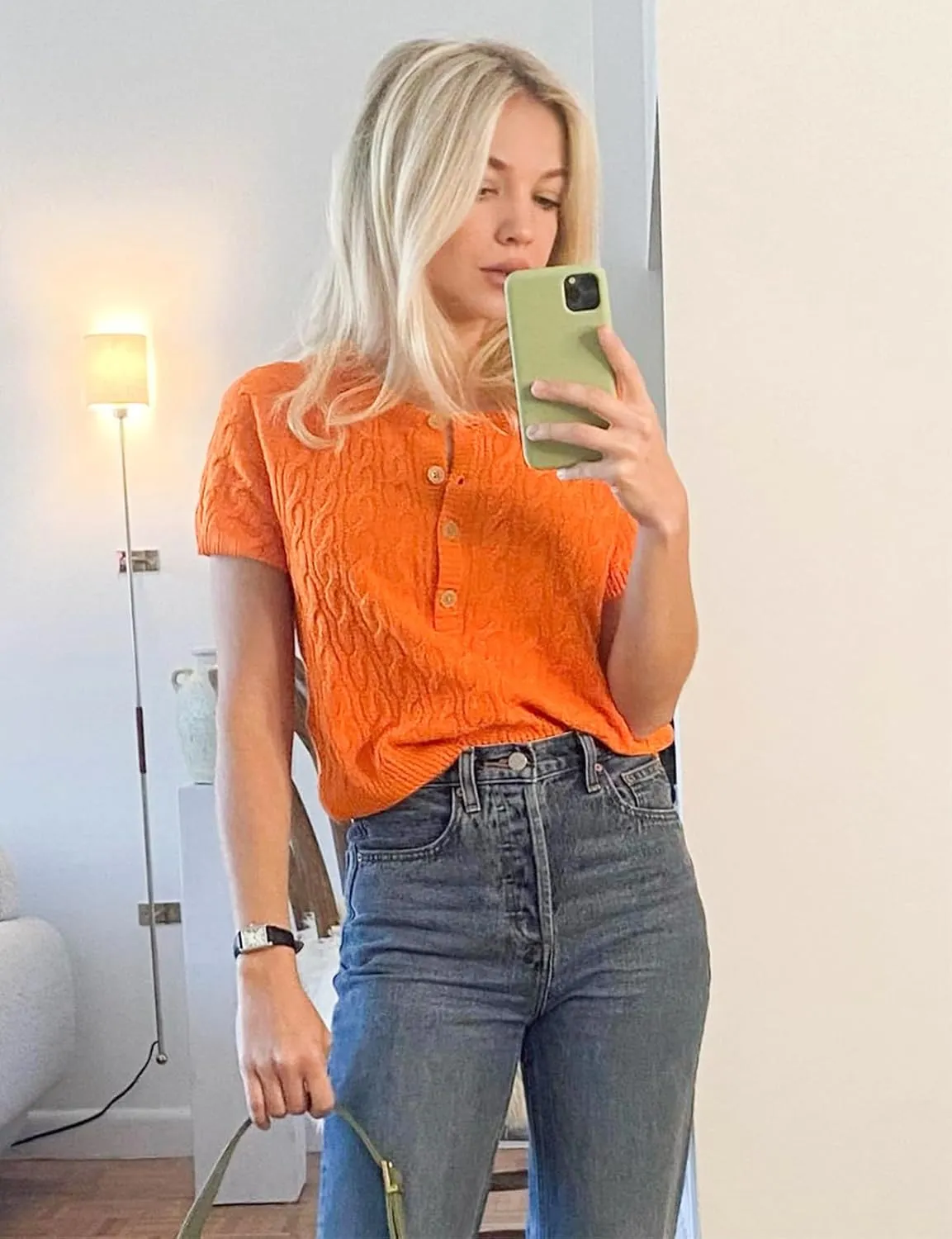 Yousify Short Sleeve Sweaters for Women Trendy 2024 Summer Spring Tops Crewneck Button Up Blouses S-2XL