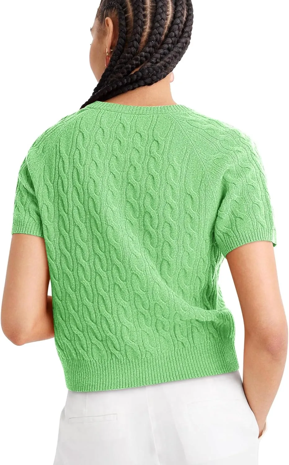 Yousify Short Sleeve Sweaters for Women Trendy 2024 Summer Spring Tops Crewneck Button Up Blouses S-2XL