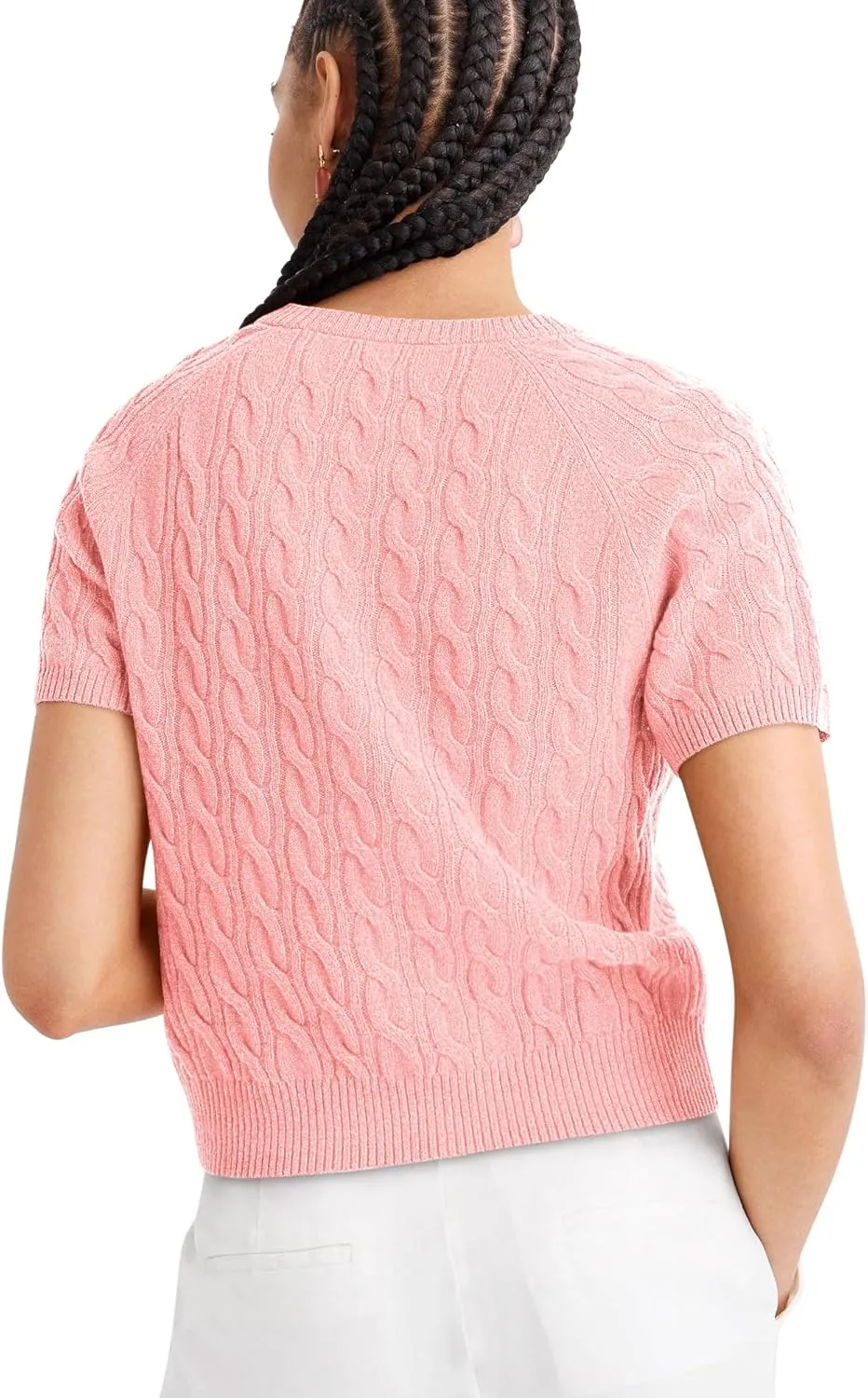 Yousify Short Sleeve Sweaters for Women Trendy 2024 Summer Spring Tops Crewneck Button Up Blouses S-2XL