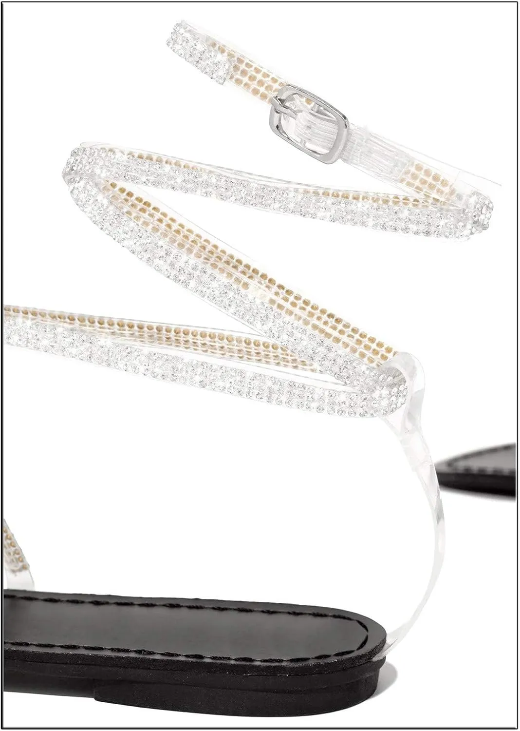 ZKXYFFS Flat Sandals for Women Rhinestone Ankle Strap Gladiator Sandal Dressy Open Toe Slingback Casual Summer Non Slip Roman Flats