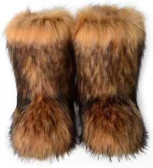 ZSGYCHCY Women's Faux Fur Boots Winter Fuzzy Fluffy Warm Furry Snow Boots Flat Shoes