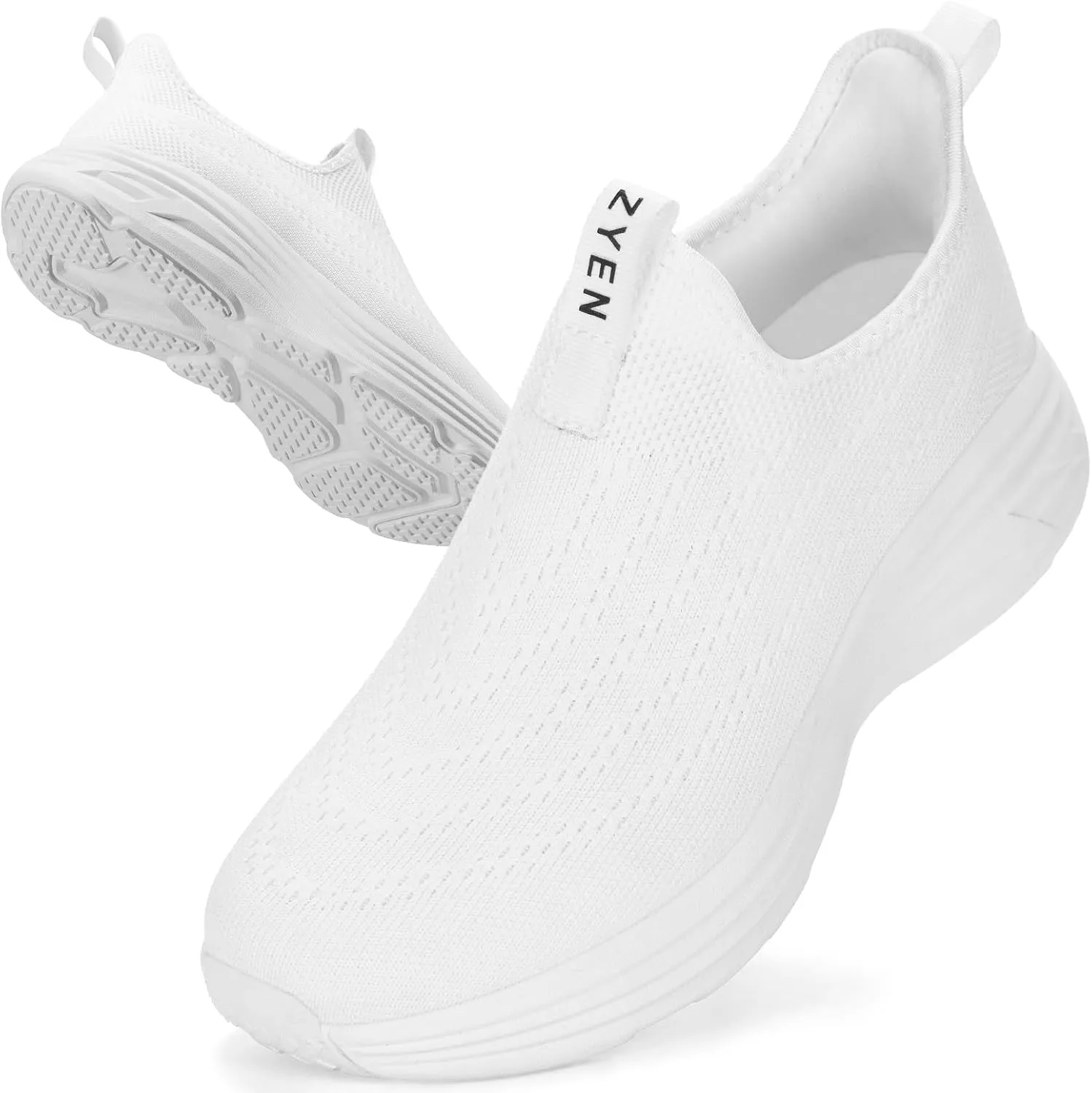 ZYEN Mens Walking Shoes Hands Free Non Slip Athletic Sneakers Lightweight Breathable Laceless Comfortable Tennis Sneakers Casual Travel Gym Work Shoe