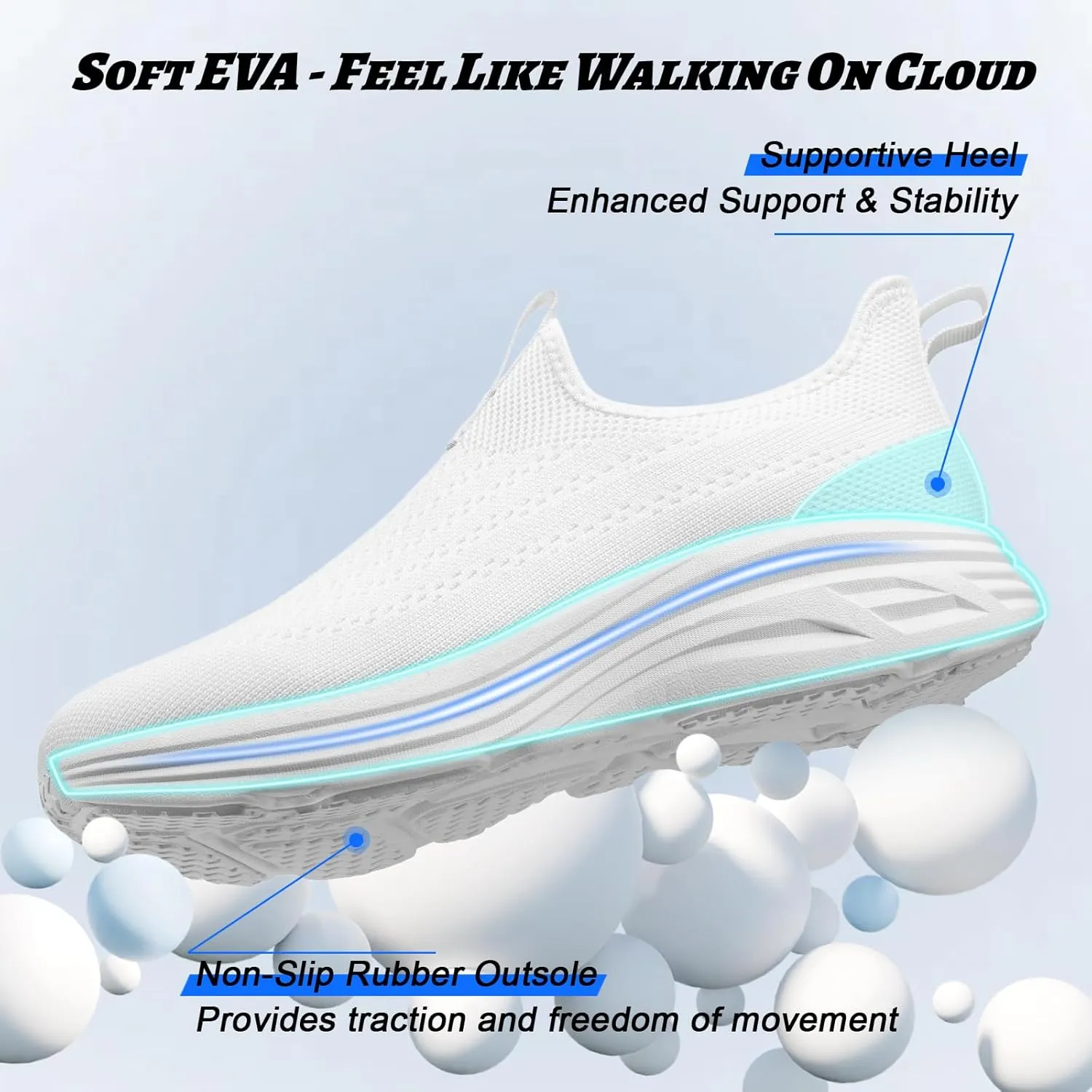 ZYEN Mens Walking Shoes Hands Free Non Slip Athletic Sneakers Lightweight Breathable Laceless Comfortable Tennis Sneakers Casual Travel Gym Work Shoe